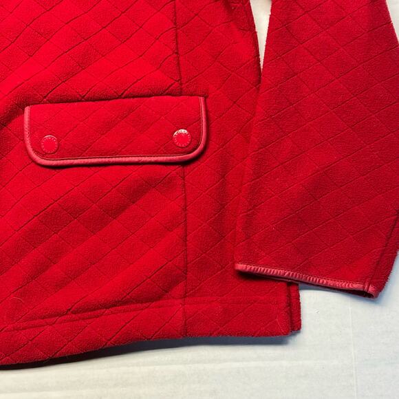 Talbots Zip-Up Textured Fleece Warm Cozy Winter Holiday Jacket Women Lp Red - Picture 5 of 7